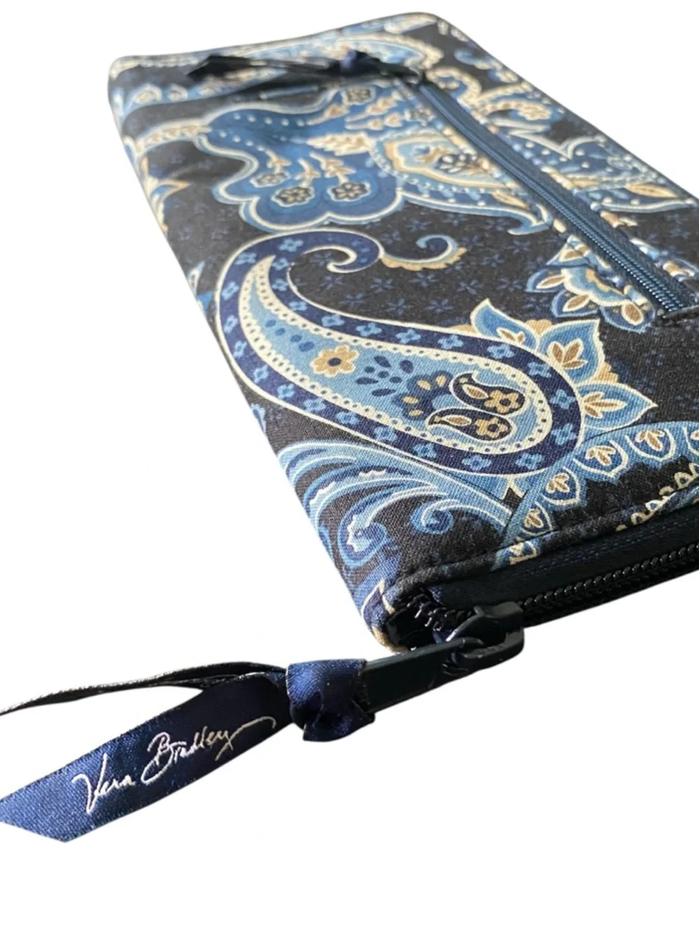 Vera Bradley Windsor Navy Paisley Zip Wallet Organizer NOS Vintage Retired 2006 - Picture 3 of 8